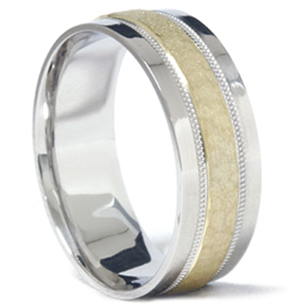 Mens Platinum & 18k Yellow Gold Two Tone Wedding Band High ...