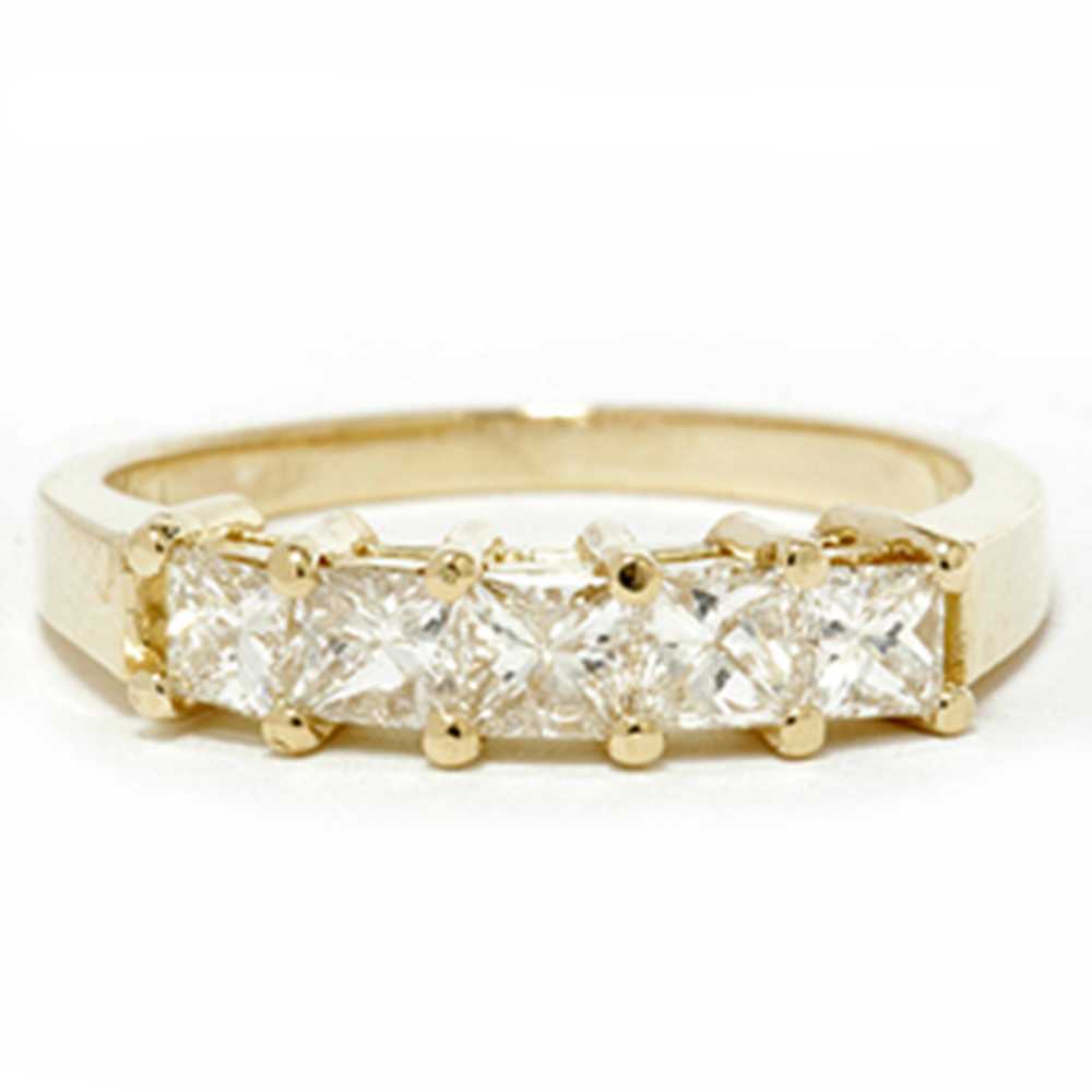 1ct Princess Cut Diamond Anniversary 14K Yellow Gold Ring