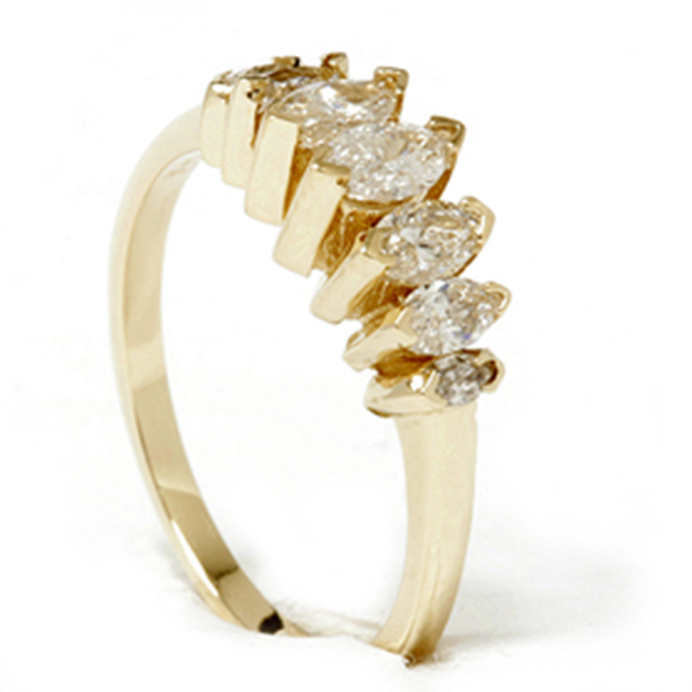 14k Yellow Gold 3/4ct Marquise Diamond Wedding Anniversary Ring Womens