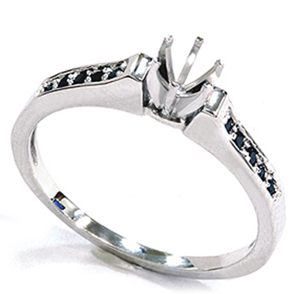 White Gold 1/6ct Black Diamond Engagement Ring Setting - Picture 8 of 44