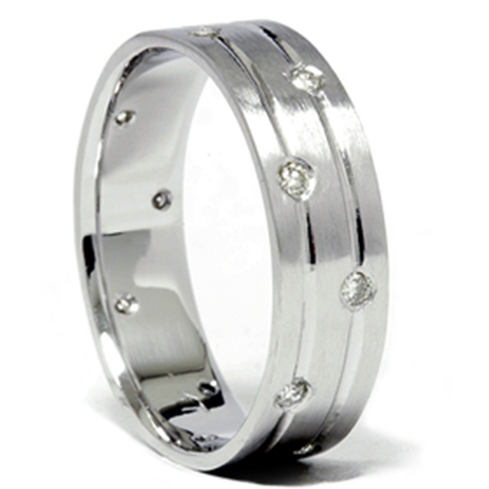 Mens White Gold Diamond Comfort Fit Wedding Ring Band  eBay