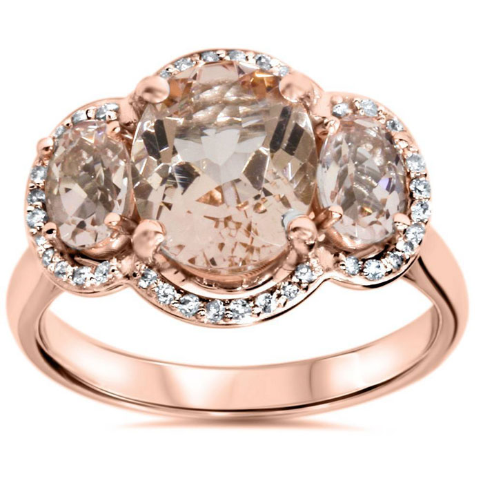 3 stone morganite ring