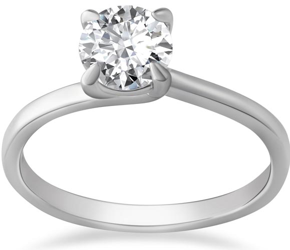 four prong round diamond engagement ring in silver setting