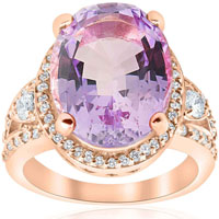 oval amethyst vintage halo diamond ring huge 14k rose gold