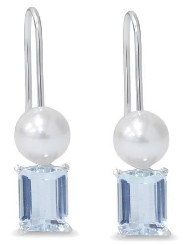 pearl and aqua colored gemstone earrings