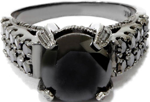 ornate black diamond engagement ring