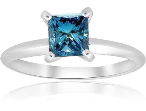 blue diamond solitaire ring