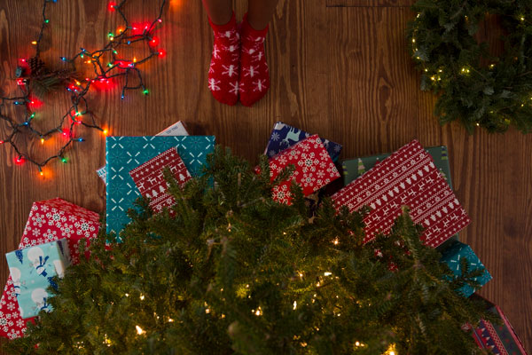 gifts under a Christmas tree