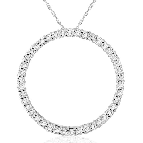 3/4ct Circle Diamond Pendant 14K White Gold Lab Grown (F, VS)