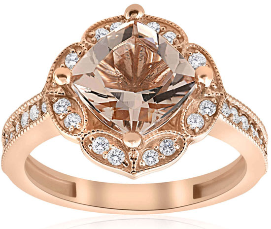 morganite vintage diamond engagement ring