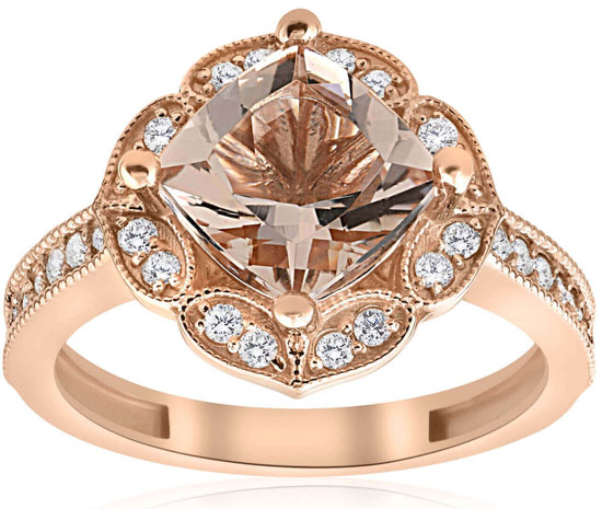 morganite cushion engagement ring