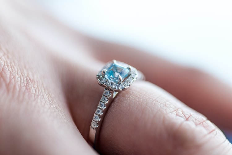 diamond engagement ring on a hand