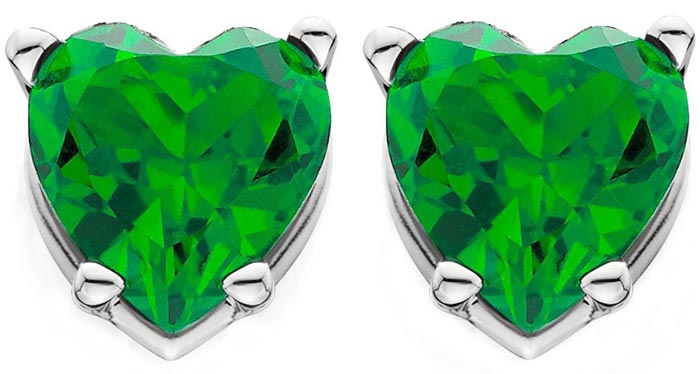 pair of heart emerald heart shaped stud earrings