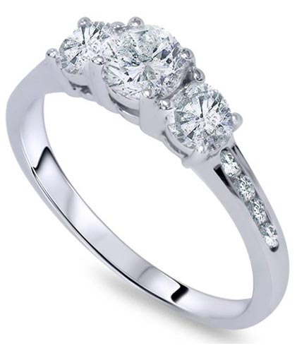 three stone round diamond engagement ring