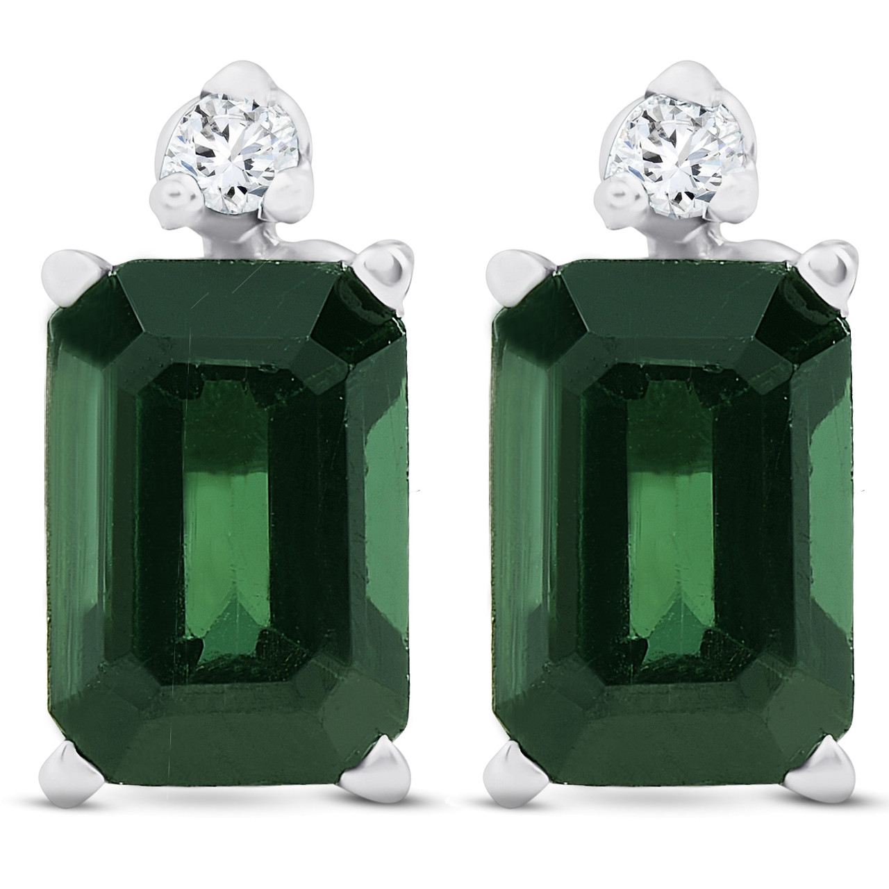 green tourmaline and diamond studs