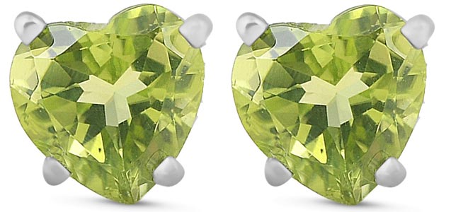 peridot green heart-shaped earrings