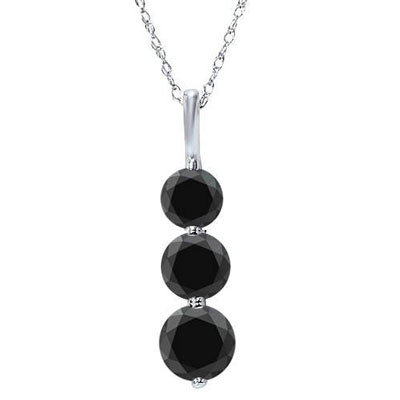 three stone black diamond necklace