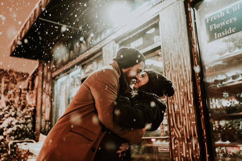 couple together in the snow