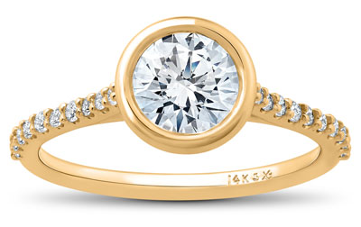 14k yellow gold engagement ring with round diamond