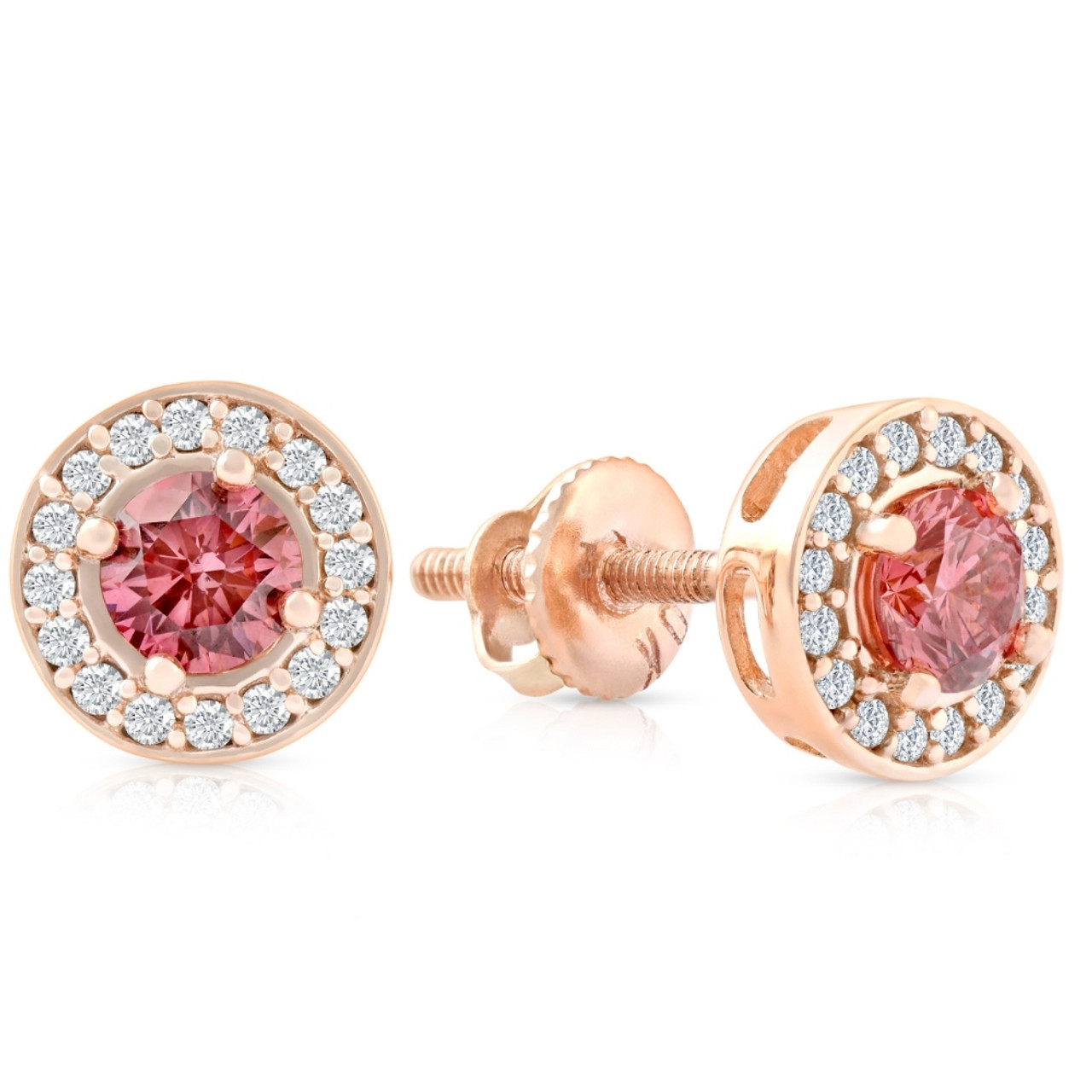 rose gold diamond and pink gemstone earrings