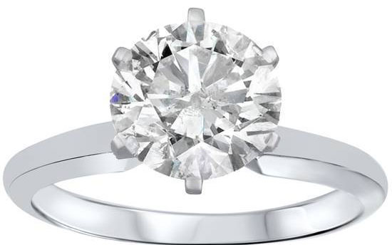 single round cut diamond ring set in white gold