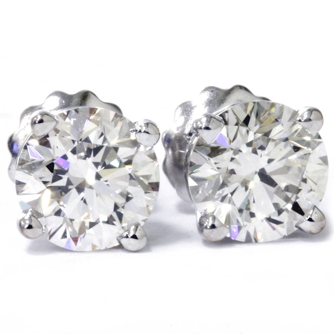 a pair of round lab-created diamond stud earrings