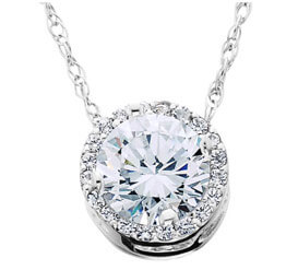 round diamond halo pendant necklace