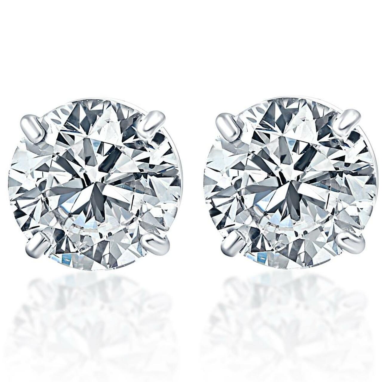 diamond silver stud earrings