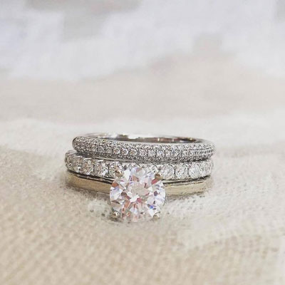 set of three stackable diamond rings