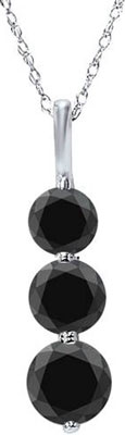 three stone black diamond necklace