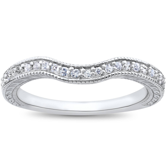 Vintage Curved Diamond Wedding Band