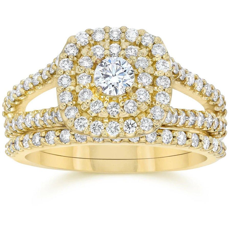 yellow gold cushion cut diamond ring