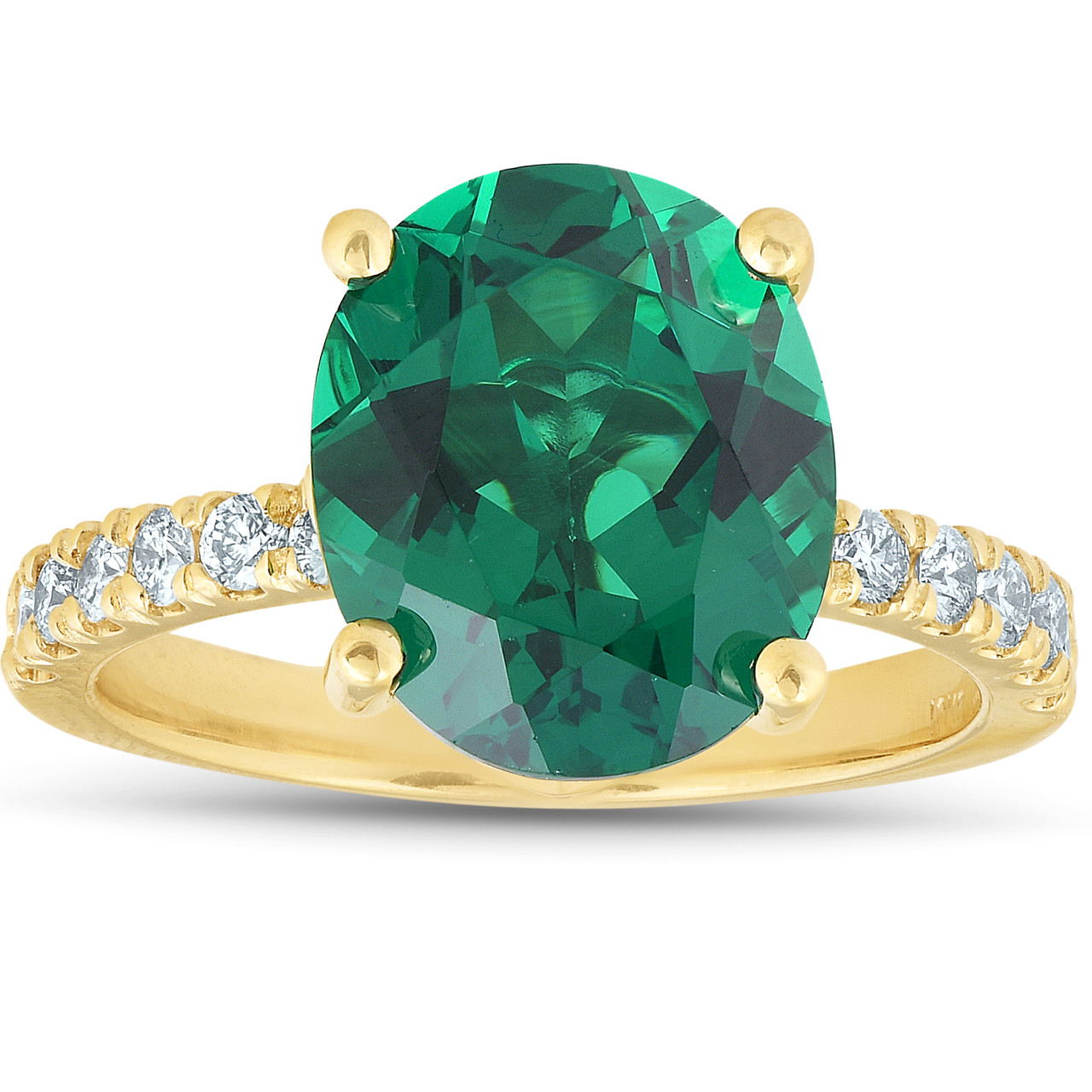 yellow gold emerald and diamond ring